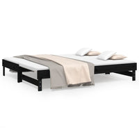 Dormeuse Estraibile Nera 2x(80x200) cm Legno Massello di Pino 823388