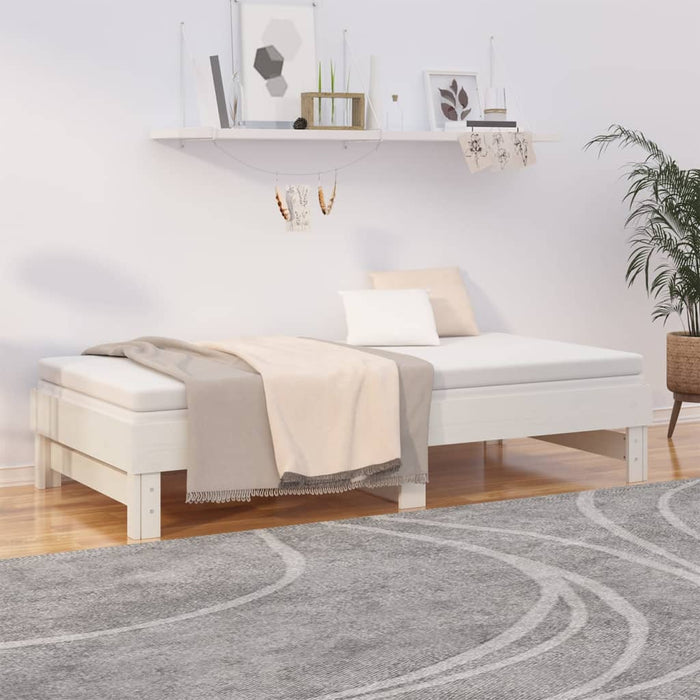 Dormeuse Estraibile Bianca 2x(90x190) cm Legno Massello di Pino 823390