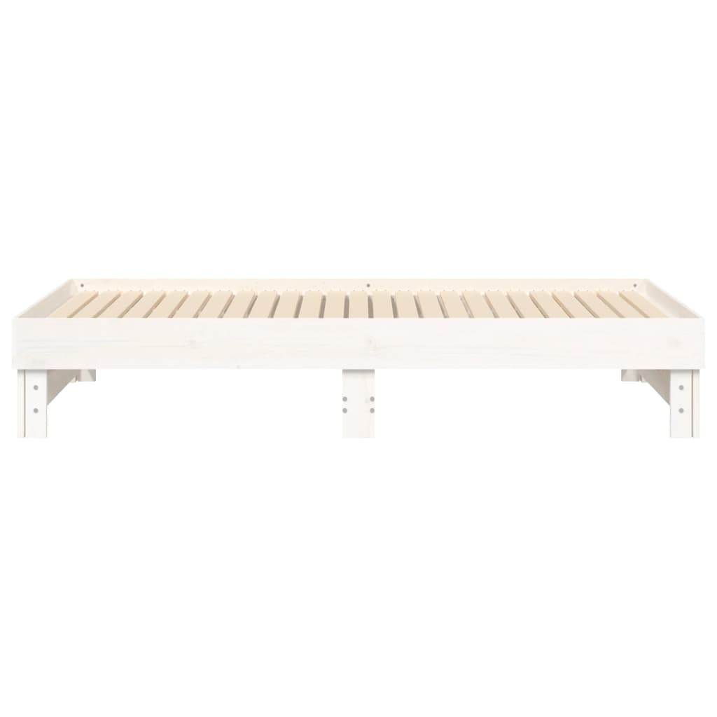 Dormeuse Estraibile Bianca 2x(75x190) cm Legno Massello di Pino 823395