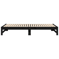 Dormeuse Estraibile Nera 2x(100x200) cm Legno Massello di Pino 823403