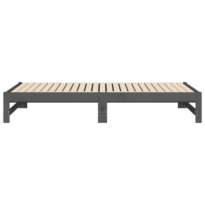 Dormeuse Estraibile Grigia 2x(90x190) cm Legno Massello di Pino 823416