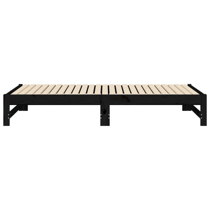 Dormeuse Estraibile Nera 2x(75x190) cm Legno Massello di Pino 823423