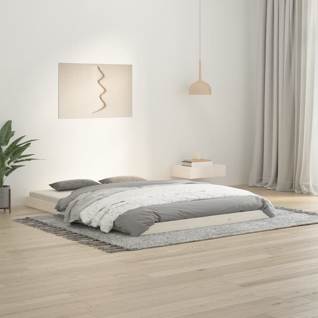 Letto senza Materasso Bianco 135x190 cm Legno Massello di Pino 823470