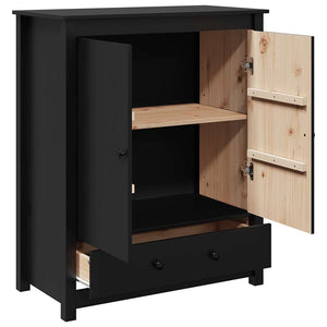 Credenza Nera 83x41,5x100 cm in Legno Massello di Pino cod mxl 27001