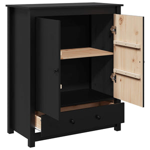 Credenza Nera 83x41,5x100 cm in Legno Massello di Pino 823518