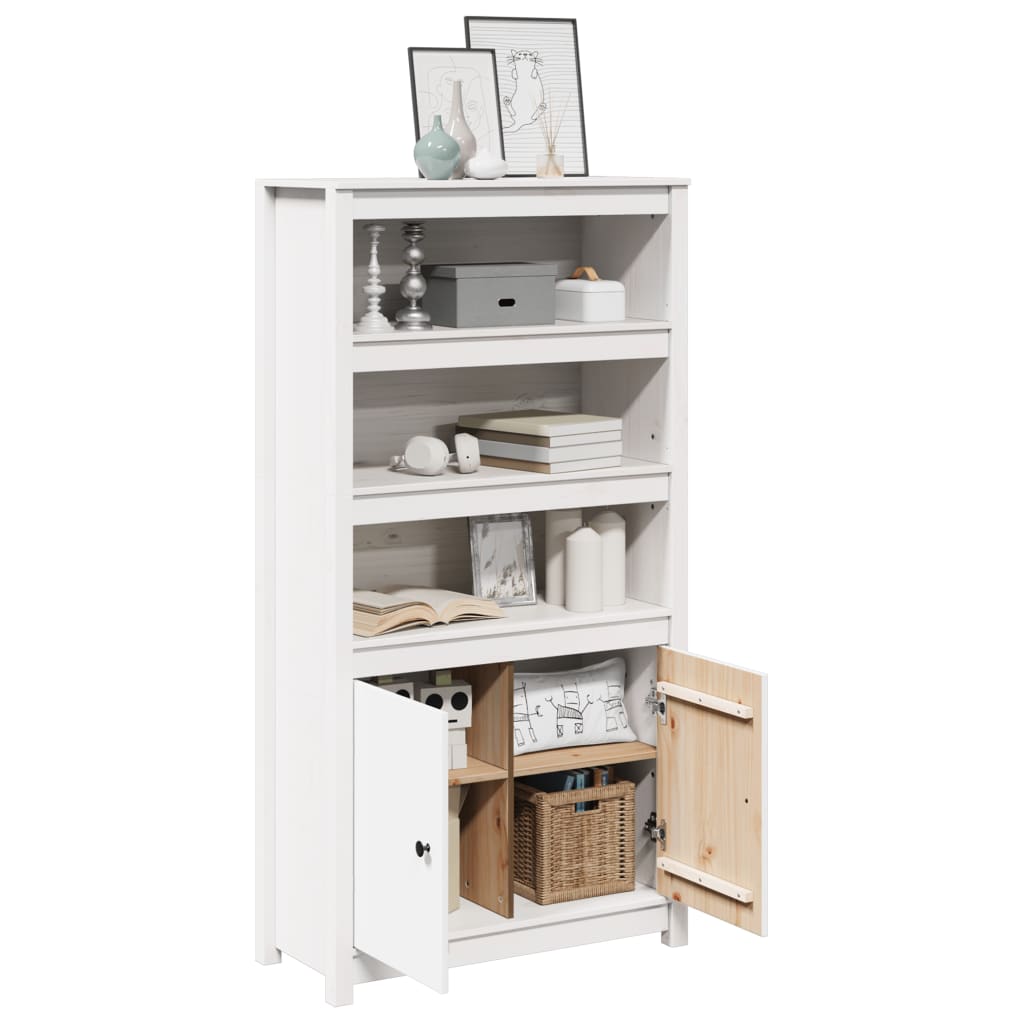 Credenza Bianca 80x35x154 cm in Legno Massello di Pino 823520