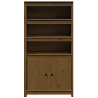 Credenza-Buffet-Armadio da cucina Marrone Ambra 80x35x154 cm in Legno Massello di Pino