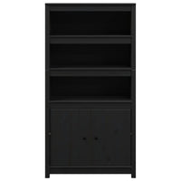 Credenza Nera 80x35x154 cm in Legno Massello di Pino