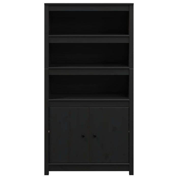 Credenza Nera 80x35x154 cm in Legno Massello di Pino