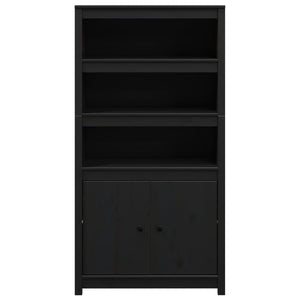 Credenza Nera 80x35x154 cm in Legno Massello di Pino 823523