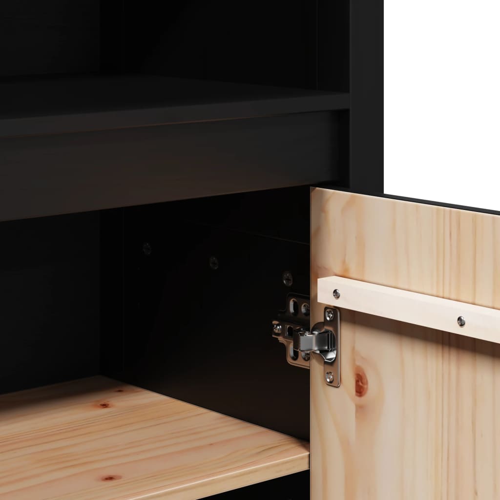 Credenza Nera 80x35x154 cm in Legno Massello di Pino 823523
