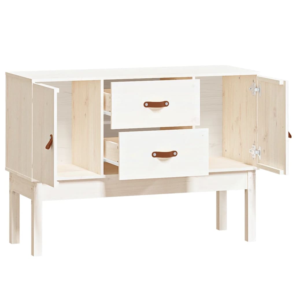 Credenza-Buffet-Armadio da cucina Bianca 110x40x78 cm in Legno Massello di Pino