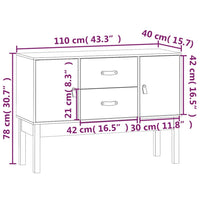 Credenza Grigia 110x40x78 cm in Legno Massello di Pino 823526
