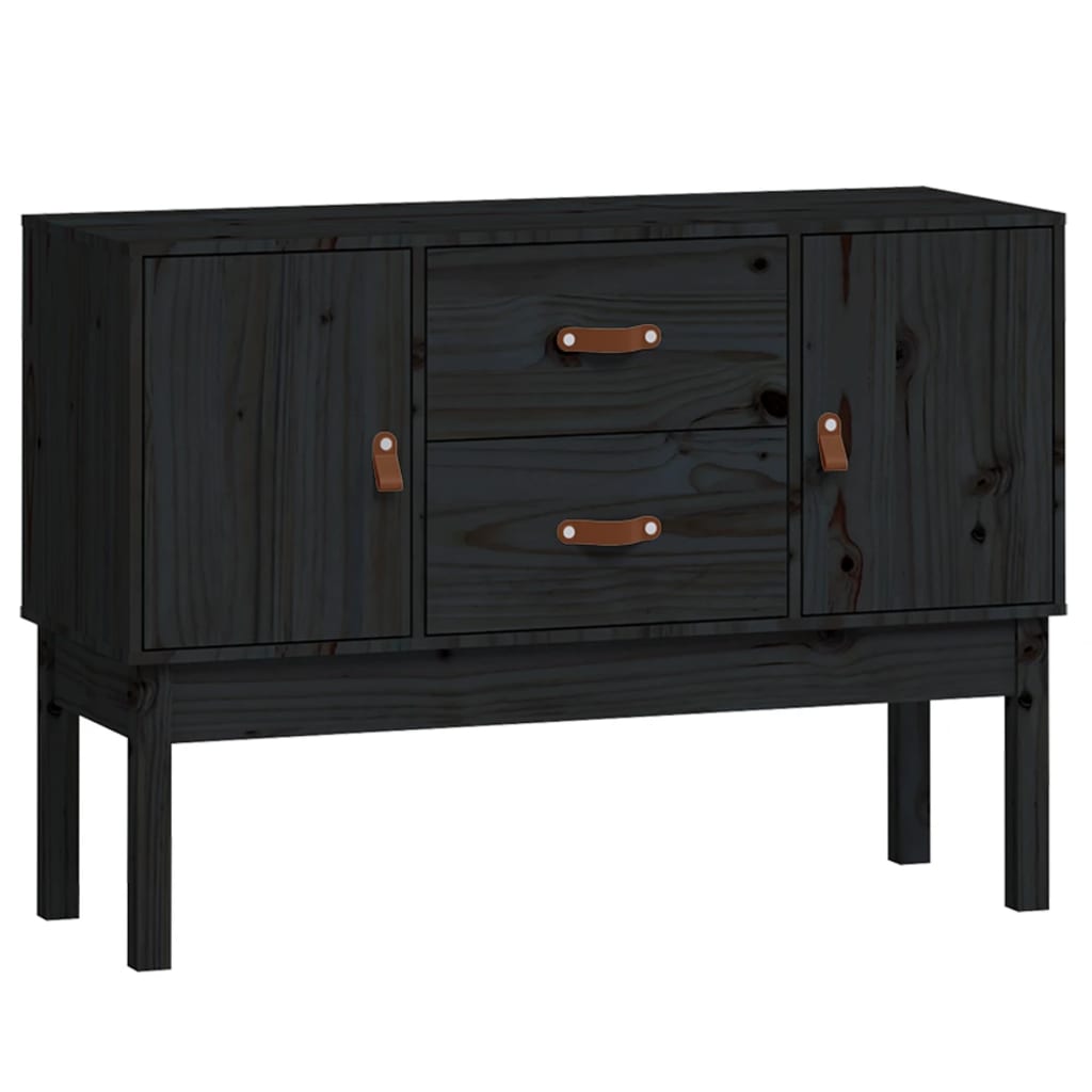 Credenza Nera 110x40x78 cm in Legno Massello di Pino 823528