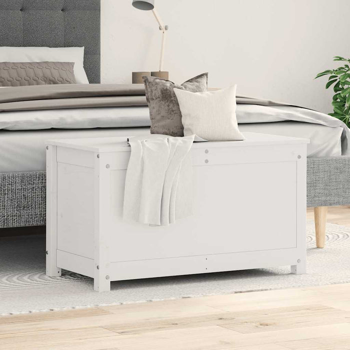 Contenitore Portaoggetti Bianco 80x40x45,5cm Massello di Pino 823535