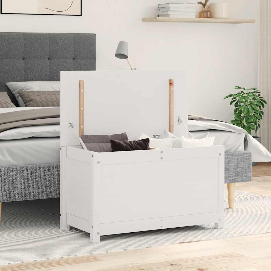 Contenitore Portaoggetti Bianco 80x40x45,5cm Massello di Pinocod mxl 97305