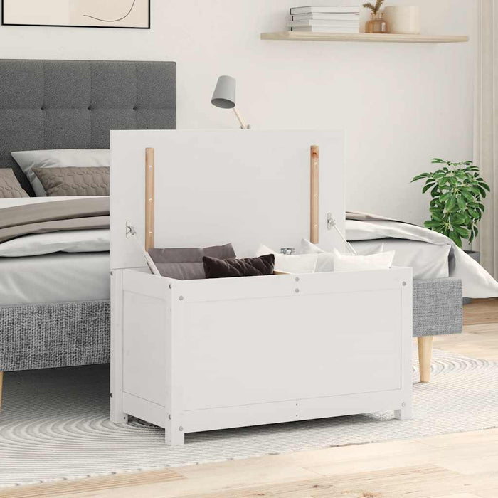 Contenitore Portaoggetti Bianco 80x40x45,5cm Massello di Pinocod mxl 97305