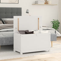 Contenitore Portaoggetti Bianco 80x40x45,5cm Massello di Pino 823535