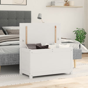 Contenitore Portaoggetti Bianco 80x40x45,5cm Massello di Pino 823535