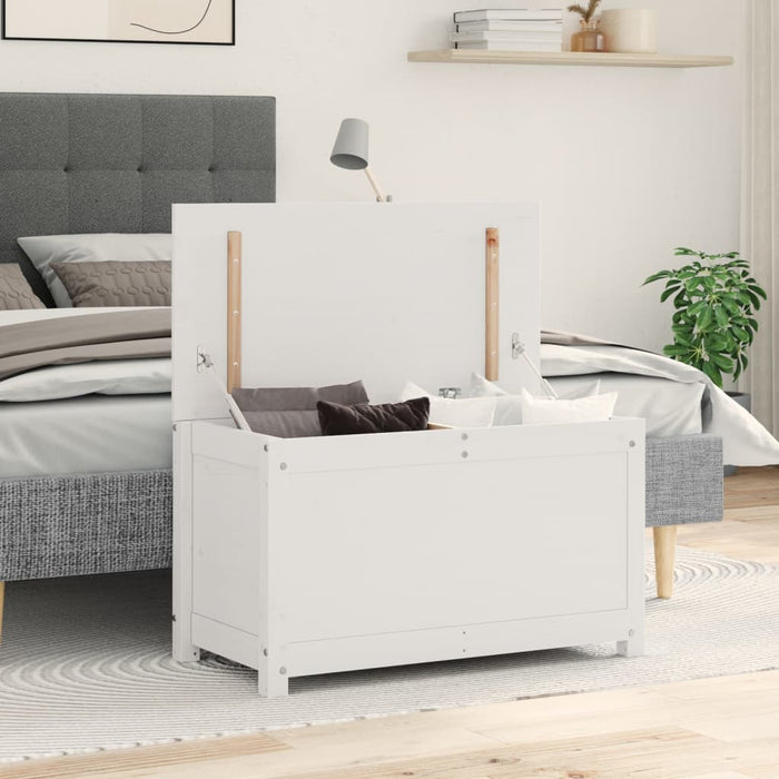 Contenitore Portaoggetti Bianco 80x40x45,5cm Massello di Pino 823535