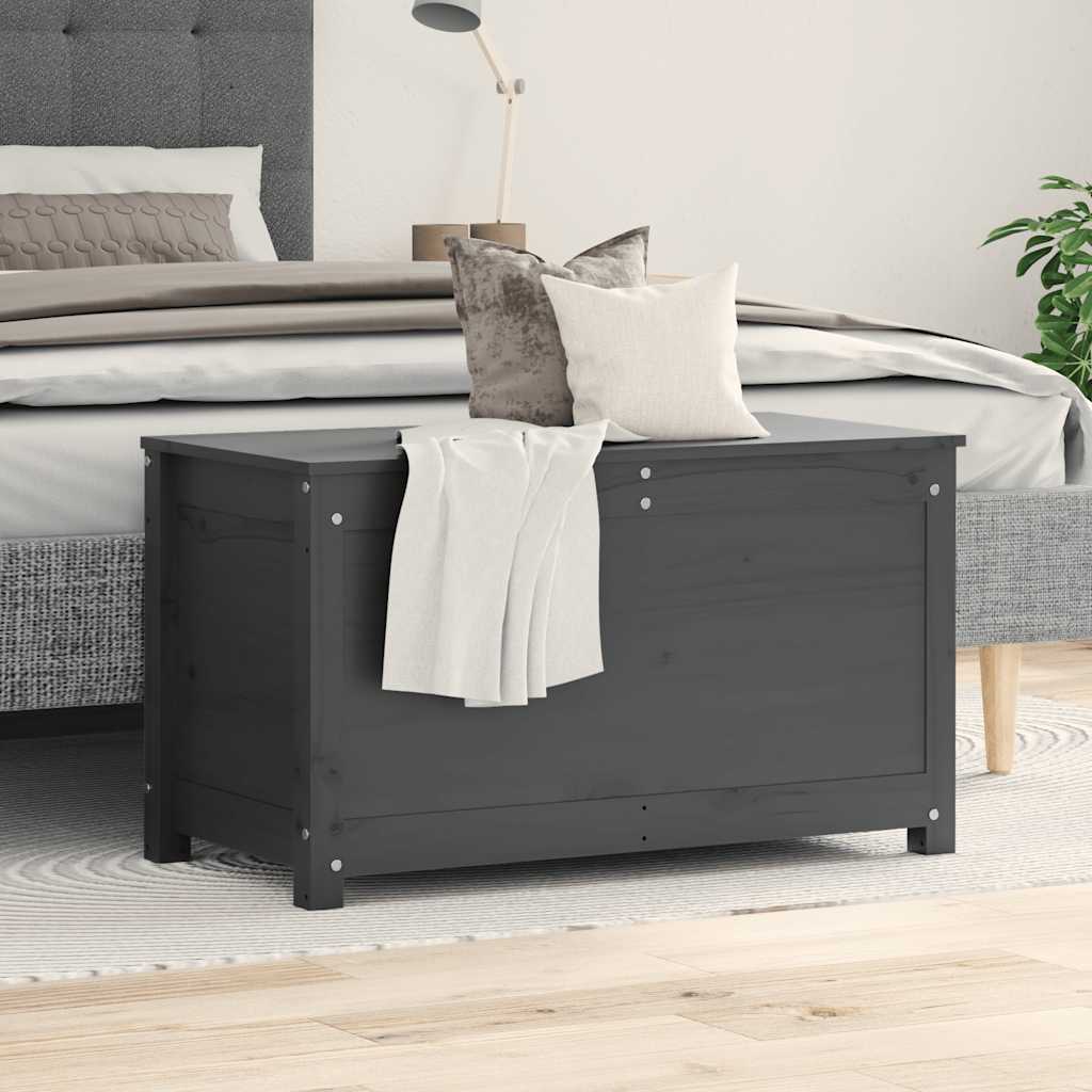 Contenitore Portaoggetti Grigio 80x40x45,5cm Massello di Pino 823536