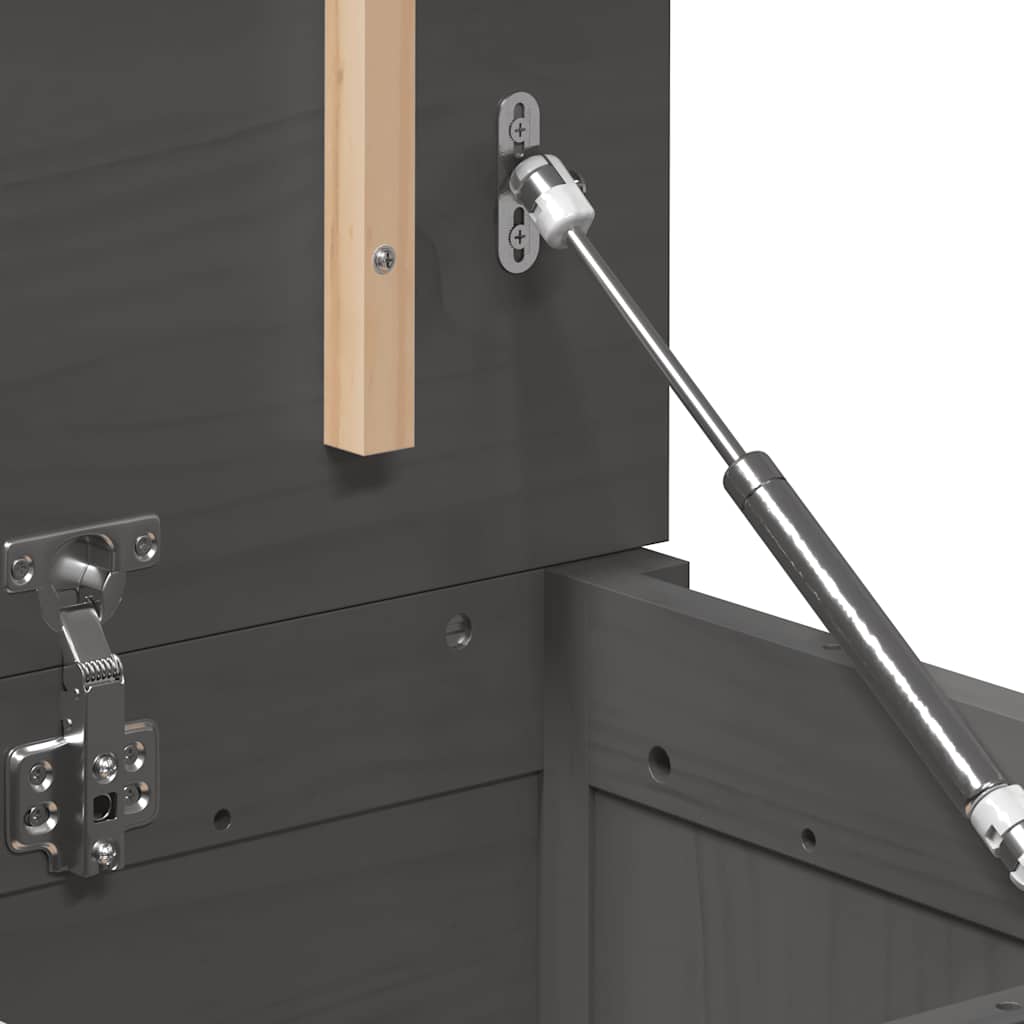 Contenitore Portaoggetti Grigio 80x40x45,5cm Massello di Pino 823536