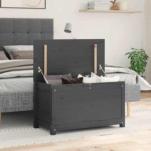 Contenitore Portaoggetti Grigio 80x40x45,5cm Massello di Pino cod mxl 71449