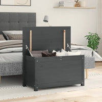 Contenitore Portaoggetti Grigio 80x40x45,5cm Massello di Pino 823536