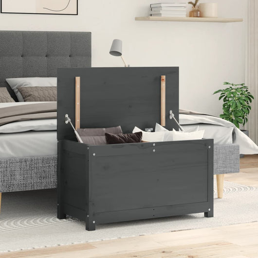 Contenitore Portaoggetti Grigio 80x40x45,5cm Massello di Pino 823536