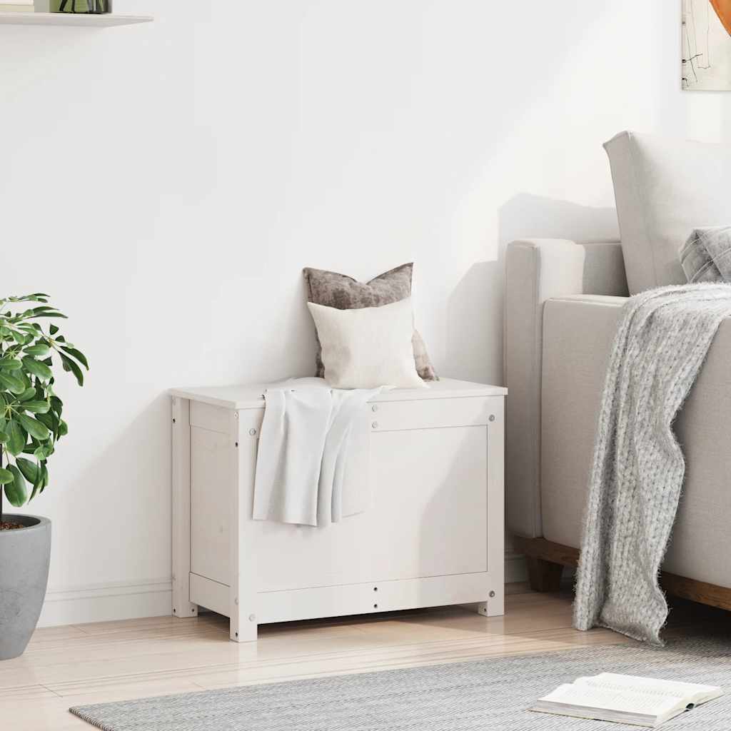 Contenitore Portaoggetti Bianco 60x32x45,5cm Massello di Pino cod mxl 62568