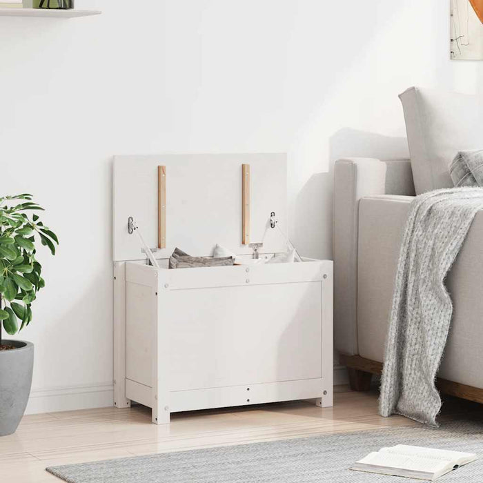 Contenitore Portaoggetti Bianco 60x32x45,5cm Massello di Pino cod mxl 62568