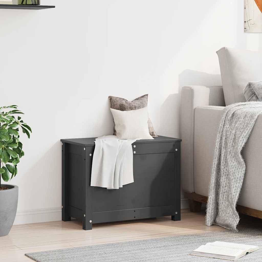 Contenitore Portaoggetti Grigio 60x32x45,5cm Massello di Pino cod mxl 62564