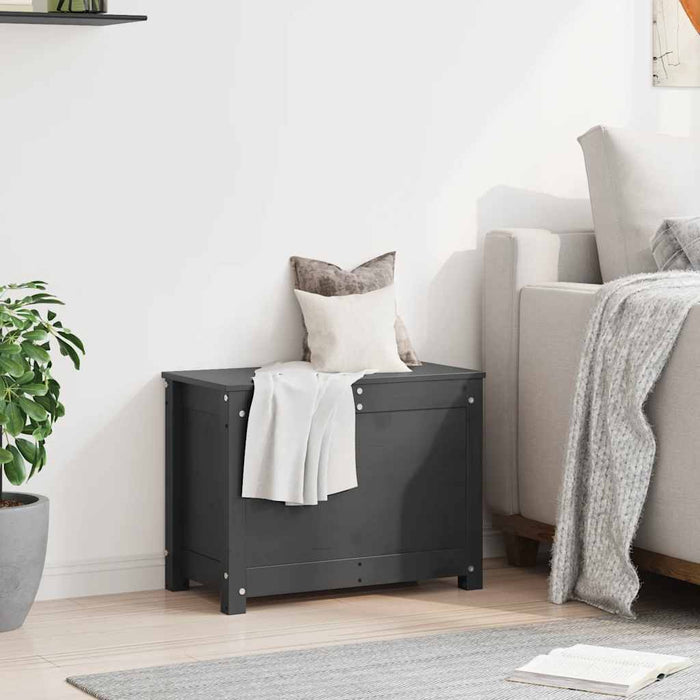 Contenitore Portaoggetti Grigio 60x32x45,5cm Massello di Pino cod mxl 62564