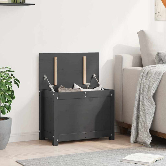 Contenitore Portaoggetti Grigio 60x32x45,5cm Massello di Pino cod mxl 62564