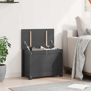 Contenitore Portaoggetti Grigio 60x32x45,5cm Massello di Pino 823546