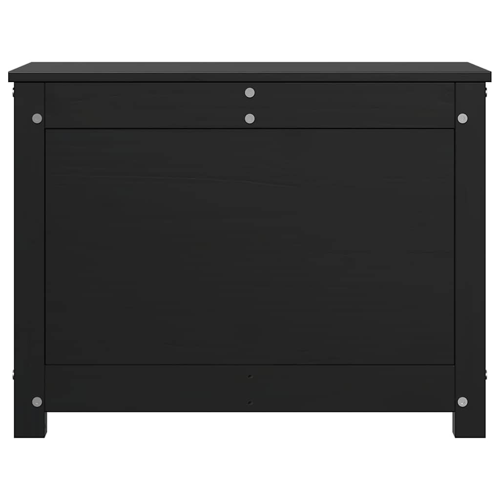 Contenitore Portaoggetti Nero 60x32x45,5cm Legno Massello Pino cod mxl 68721