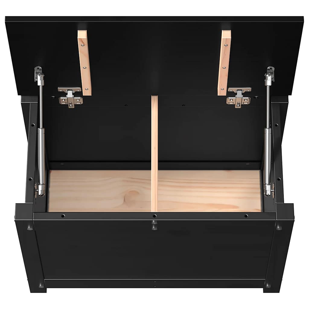 Contenitore Portaoggetti Nero 60x32x45,5cm Legno Massello Pino cod mxl 68721