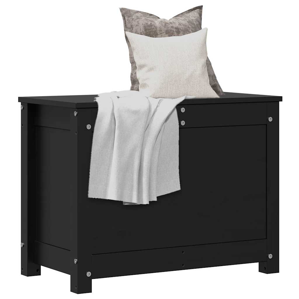 Contenitore Portaoggetti Nero 60x32x45,5cm Legno Massello Pino cod mxl 68721