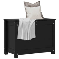 Contenitore Portaoggetti Nero 60x32x45,5cm Legno Massello Pino cod mxl 68721