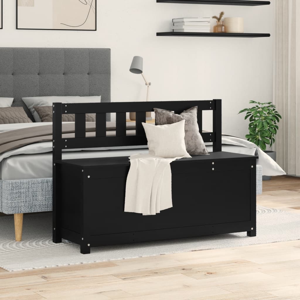 Panca Nera 110x41x76,5 cm in Legno Massello di Pino 823558