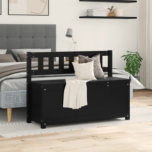 Panca Nera 110x41x76,5 cm in Legno Massello di Pino 823558