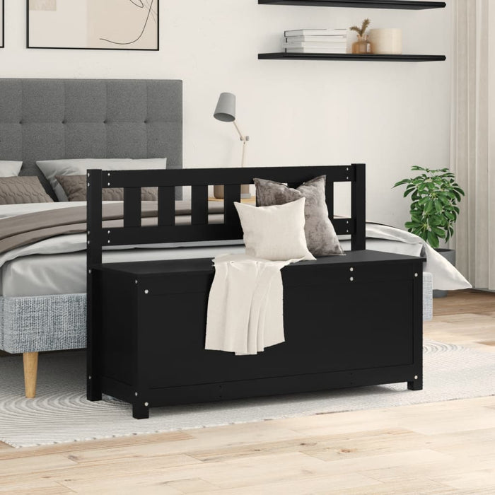 Panca Nera 110x41x76,5 cm in Legno Massello di Pino 823558