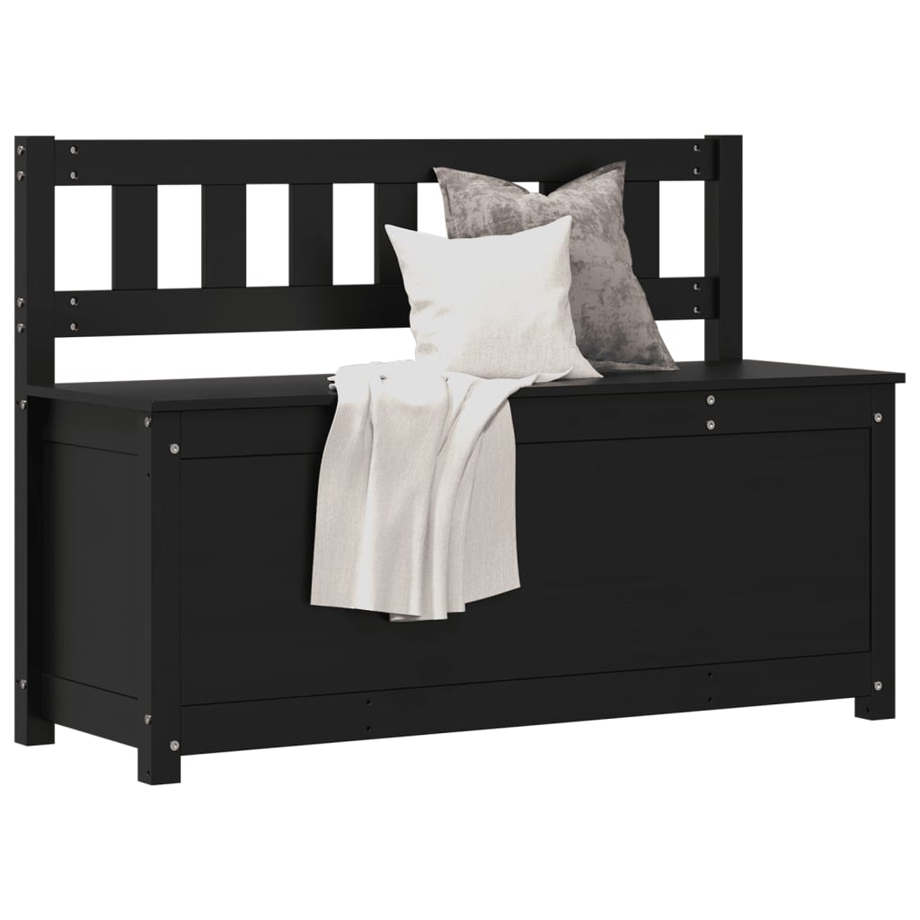 Panca Nera 110x41x76,5 cm in Legno Massello di Pino 823558