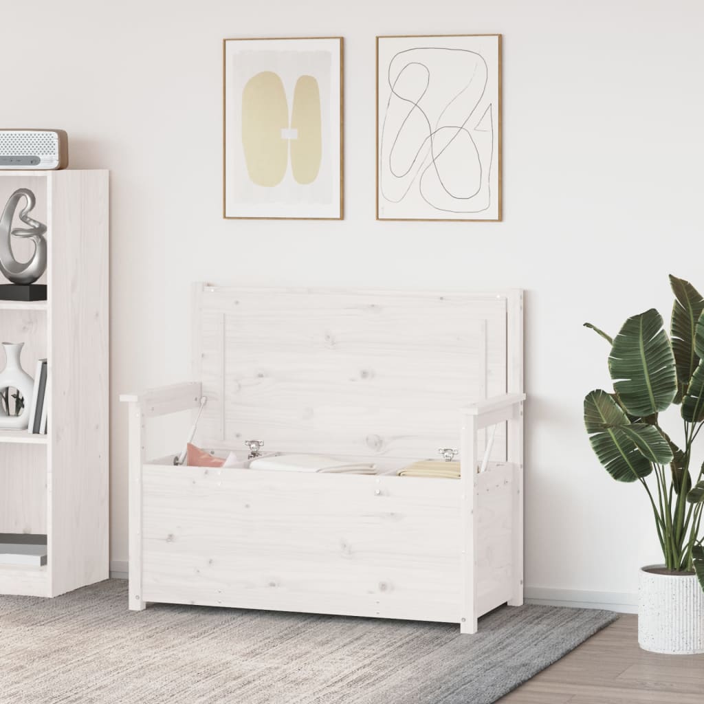 Panca Bianca 112,5x51,5x96,5 cm in Legno Massello di Pino cod mxl 63598