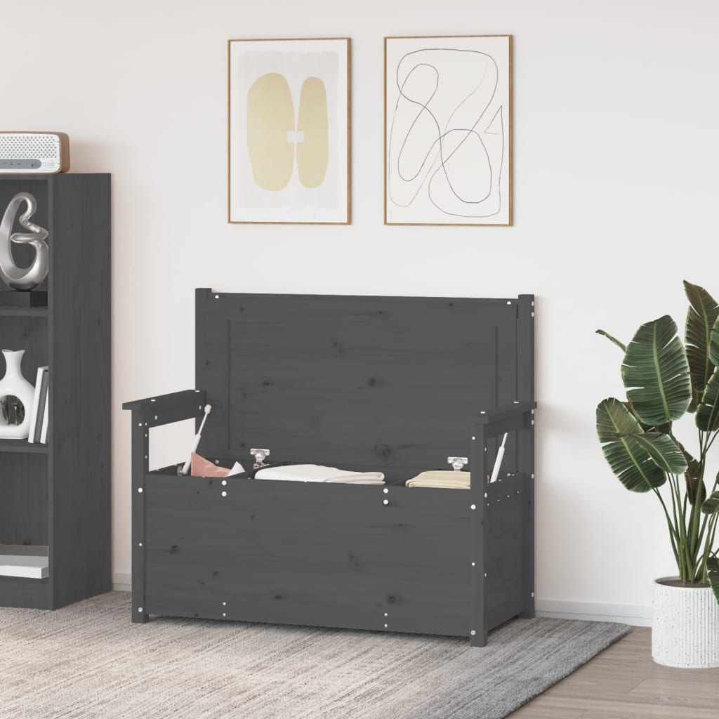 Panca Grigio 112,5x51,5x96,5 cm in Legno Massello di Pino 823561