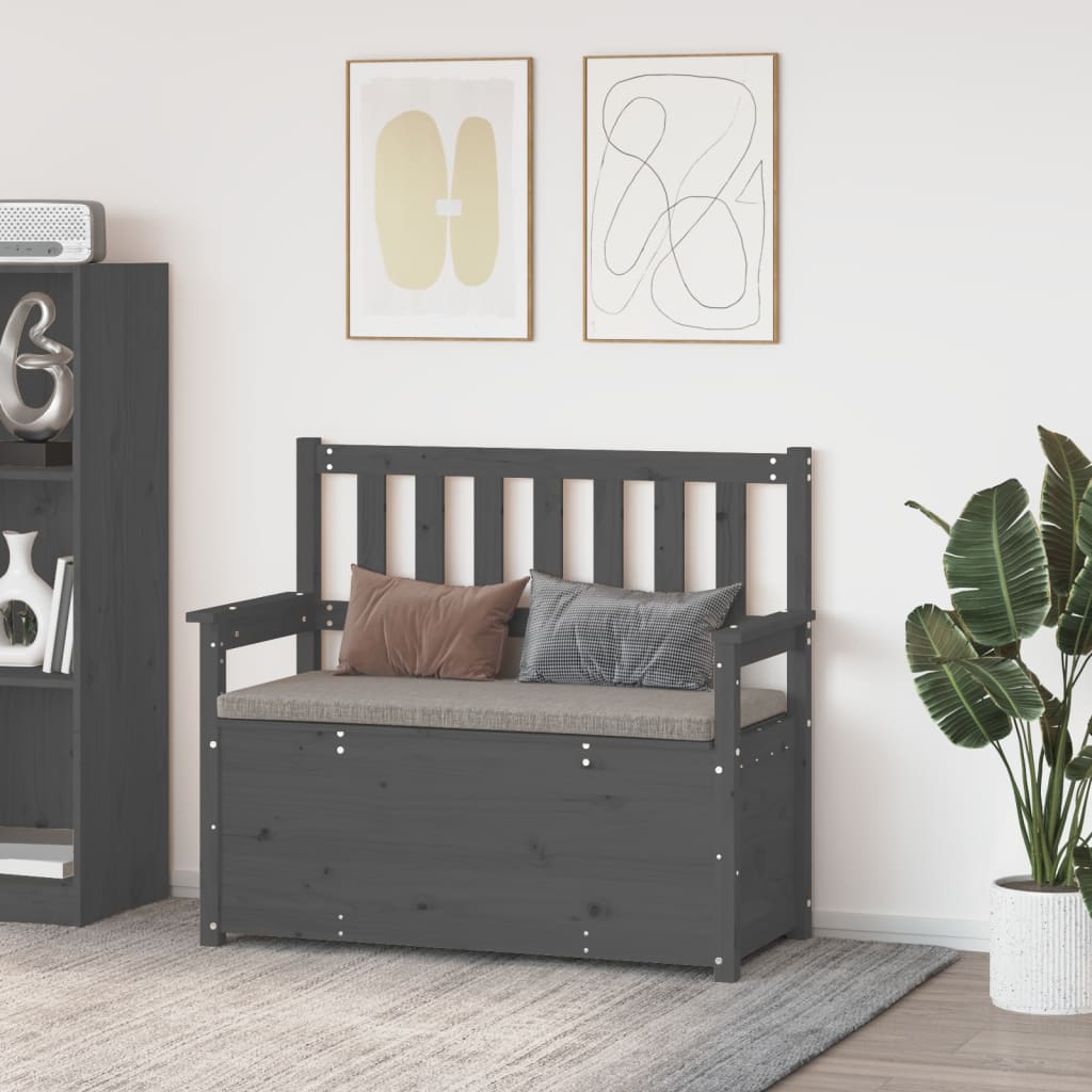 Panca Grigio 112,5x51,5x96,5 cm in Legno Massello di Pino 823561