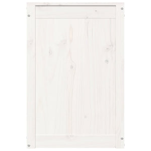 Contenitore per Bucato Bianco 44x44x66 cm Legno Massello Pino