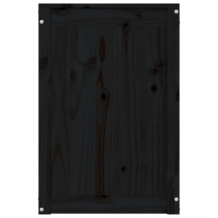 Contenitore per Bucato Nero 44x44x66 cm Legno Massello Pino 823568
