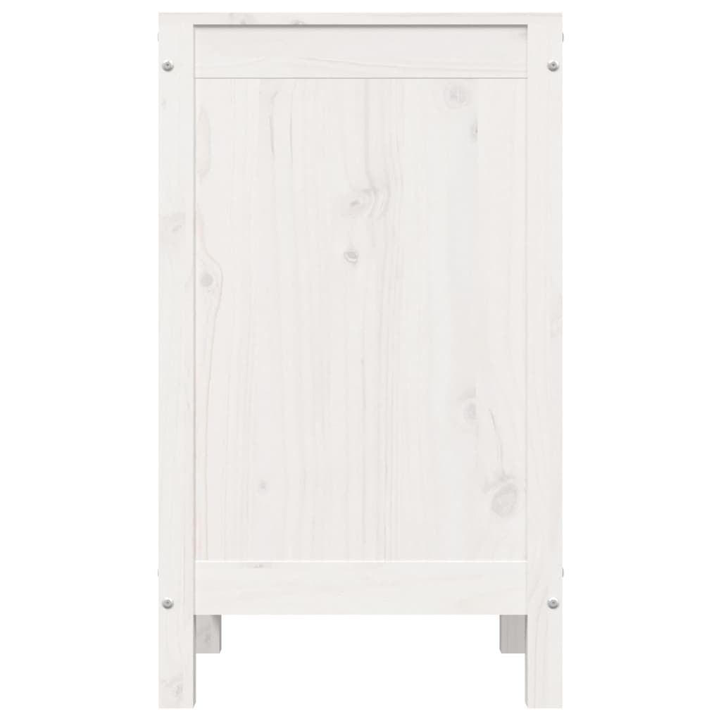 Contenitore per Bucato Bianco 44x44x76 cm Legno Massello Pino 823575