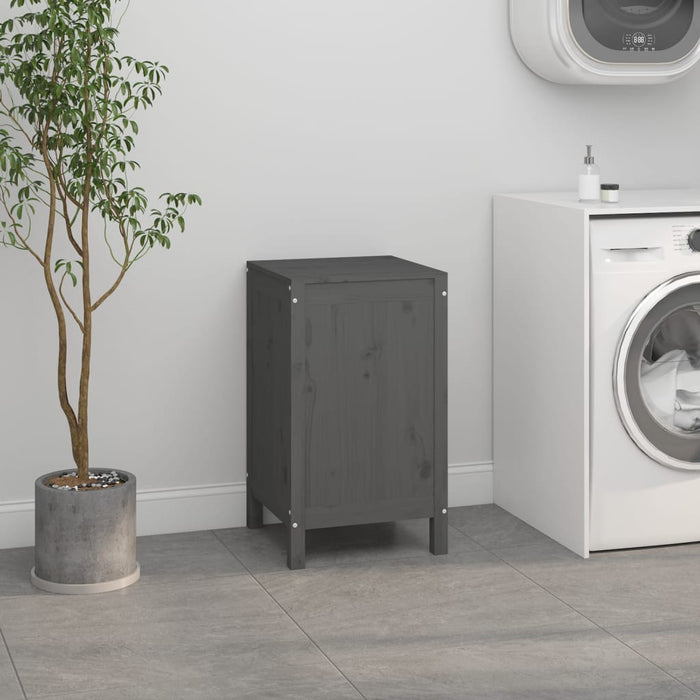 Contenitore per Bucato Grigio 44x44x76 cm Legno Massello Pino 823576